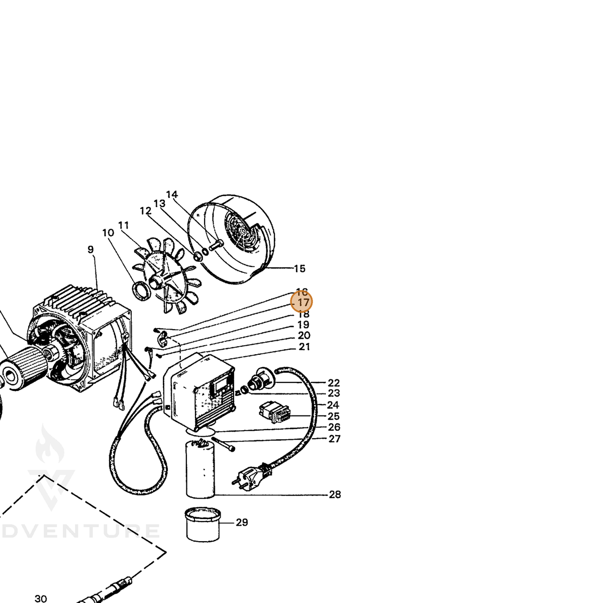 ECHO part 7345211951 — IPL diagram snippet (6x zoom, amber highlight)