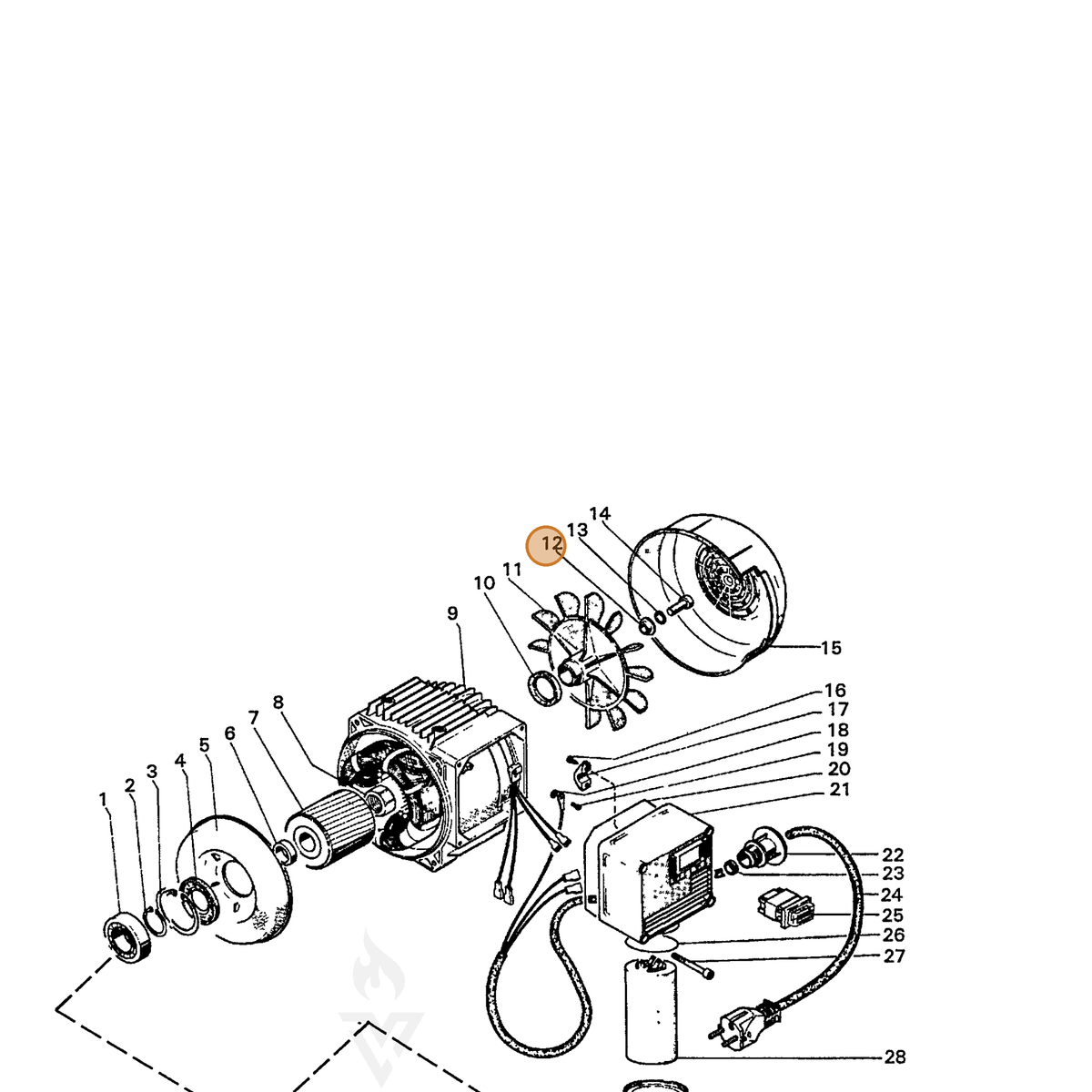 ECHO part 7345212570 — IPL diagram snippet (6x zoom, amber highlight)
