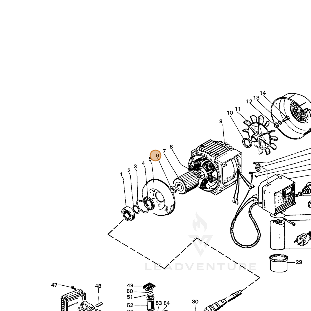 ECHO part 7345212670 — IPL diagram snippet (6x zoom, amber highlight)