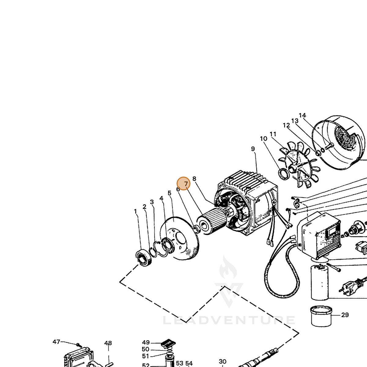 ECHO part 7345337002 — IPL diagram snippet (6x zoom, amber highlight)