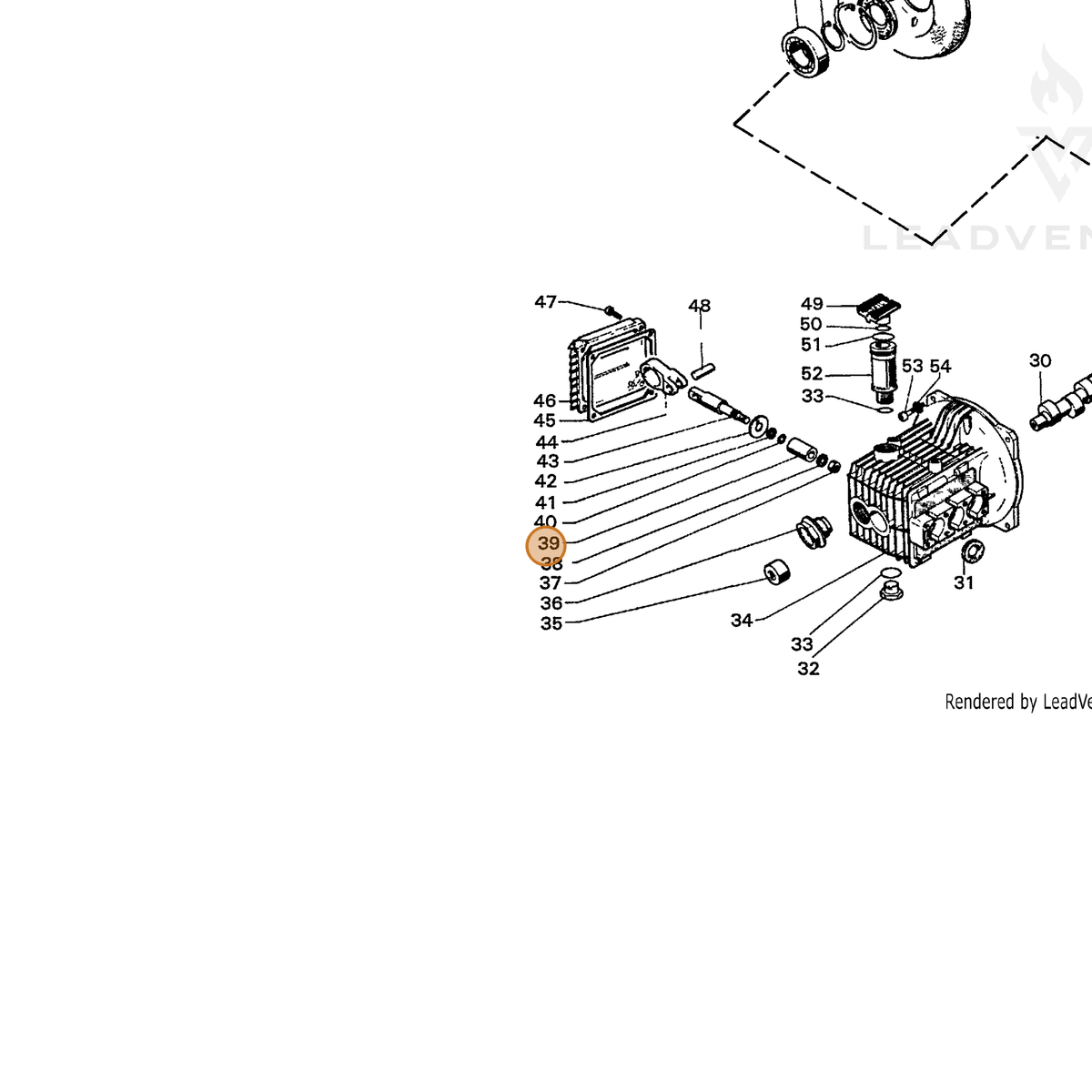 ECHO part 7351040009 — IPL diagram snippet (6x zoom, amber highlight)