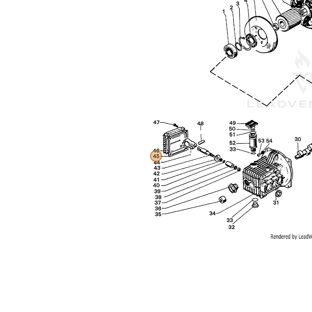 ECHO part 7351210184 — IPL diagram snippet (6x zoom, amber highlight)