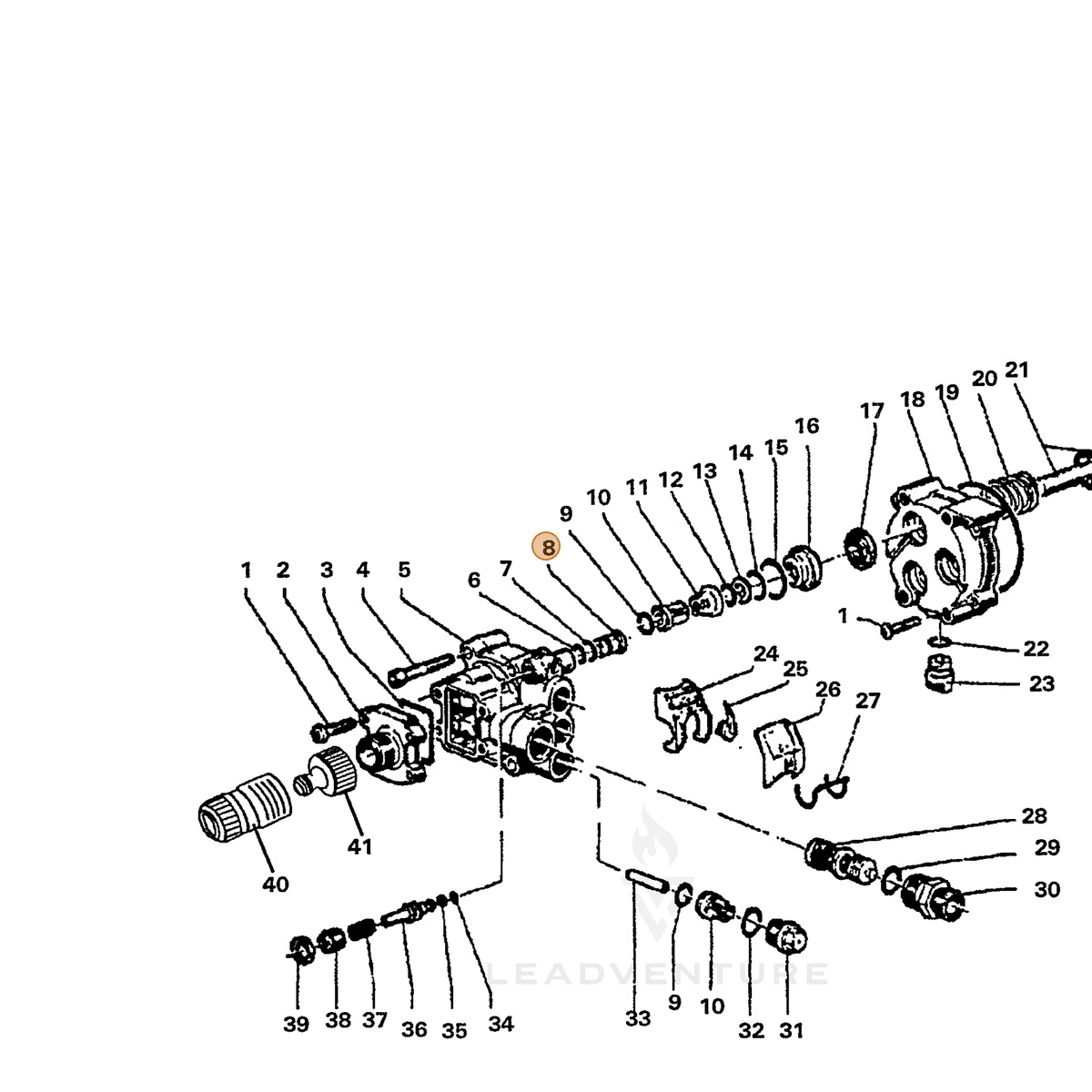 ECHO part 7354210970 — IPL diagram snippet (6x zoom, amber highlight)
