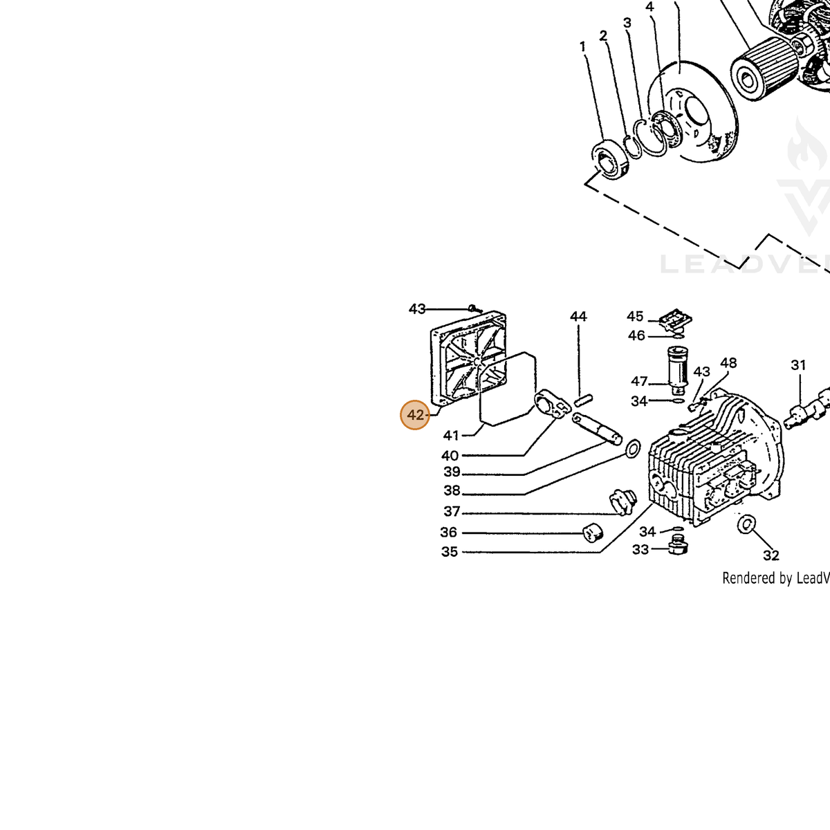 ECHO part 7355160051 — IPL diagram snippet (6x zoom, amber highlight)