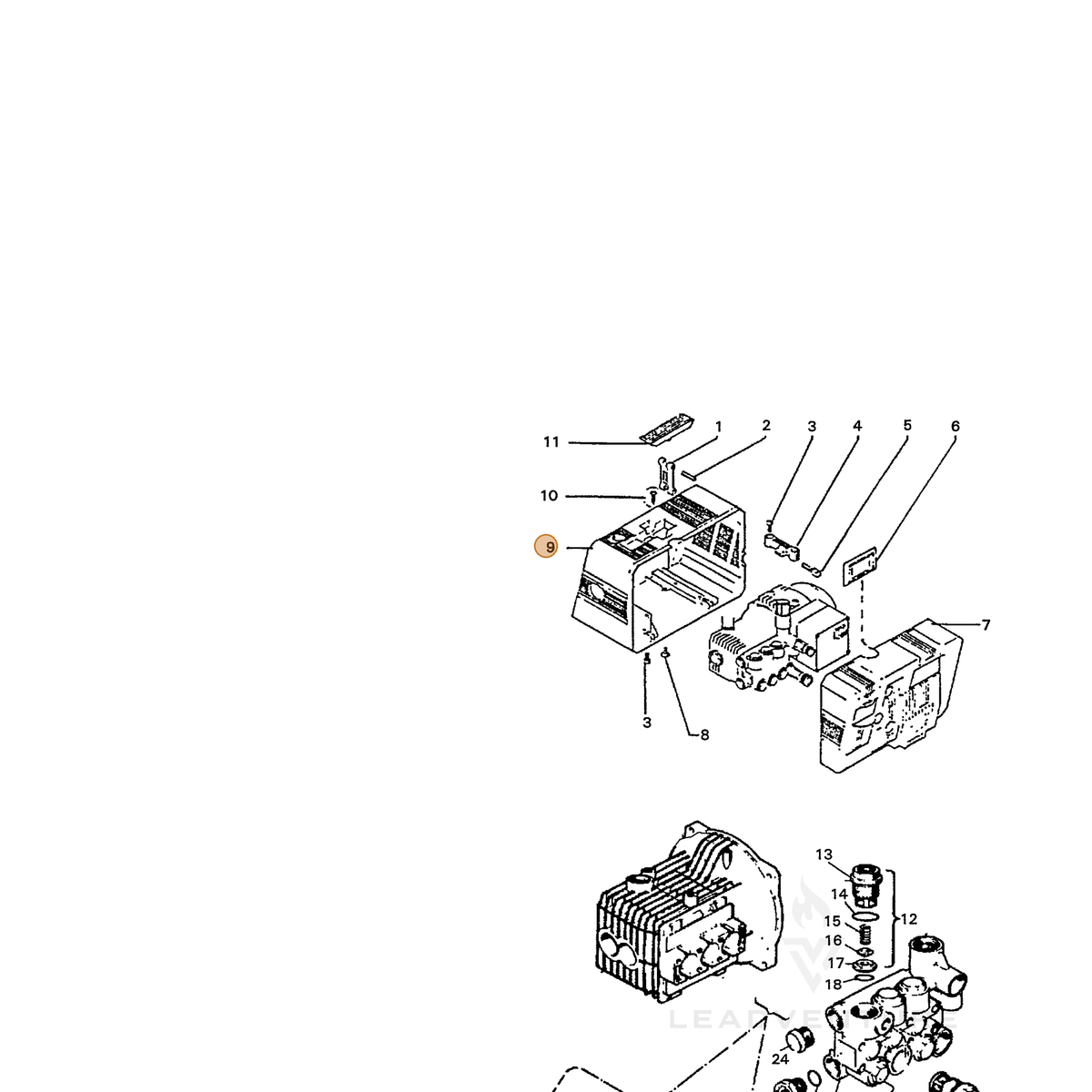 ECHO part 7355230451 — IPL diagram snippet (6x zoom, amber highlight)