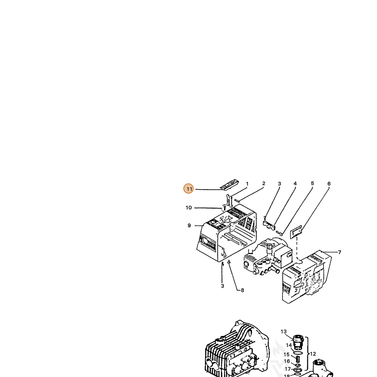 ECHO part 7355240351 — IPL diagram snippet (6x zoom, amber highlight)