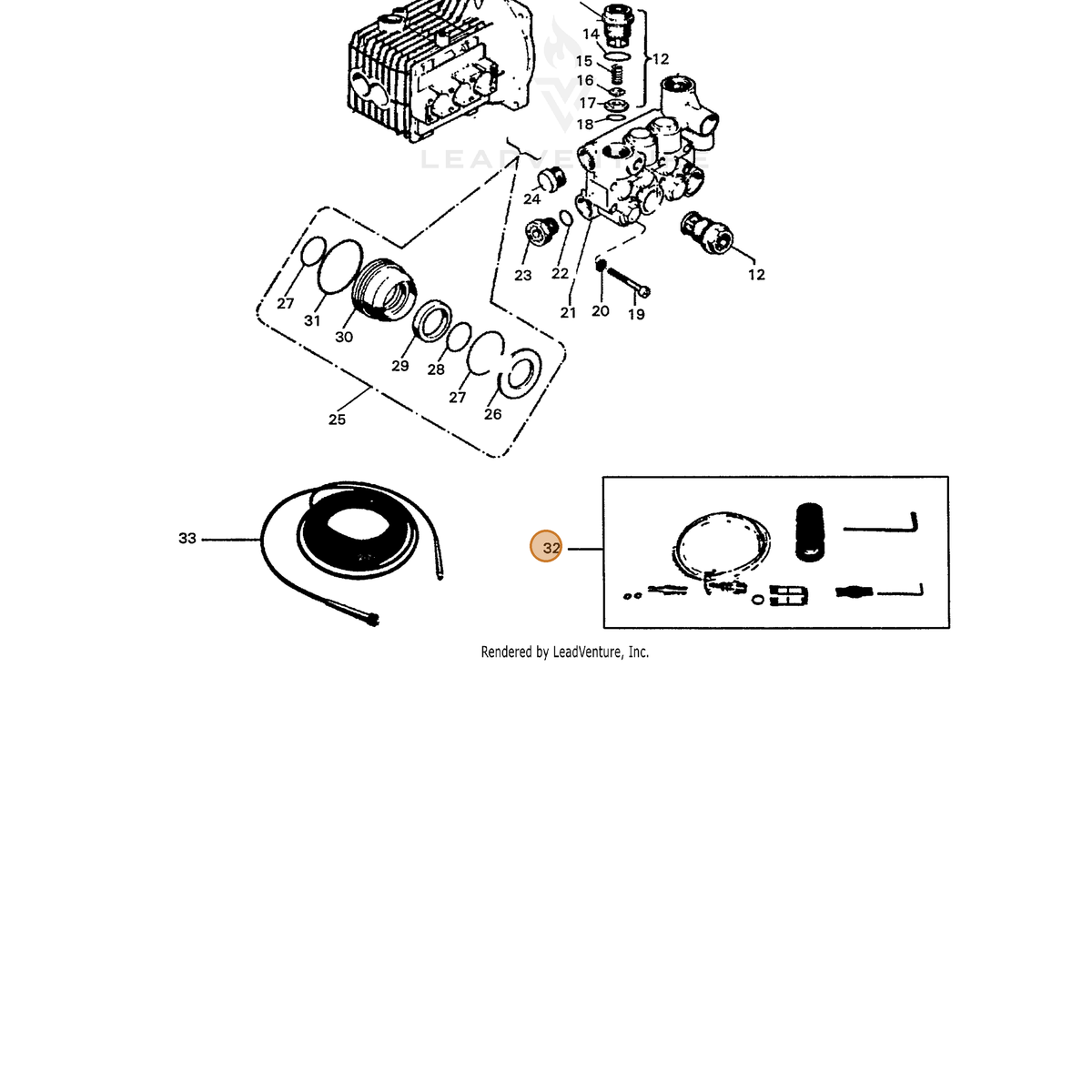 ECHO part 7355640501 — IPL diagram snippet (6x zoom, amber highlight)
