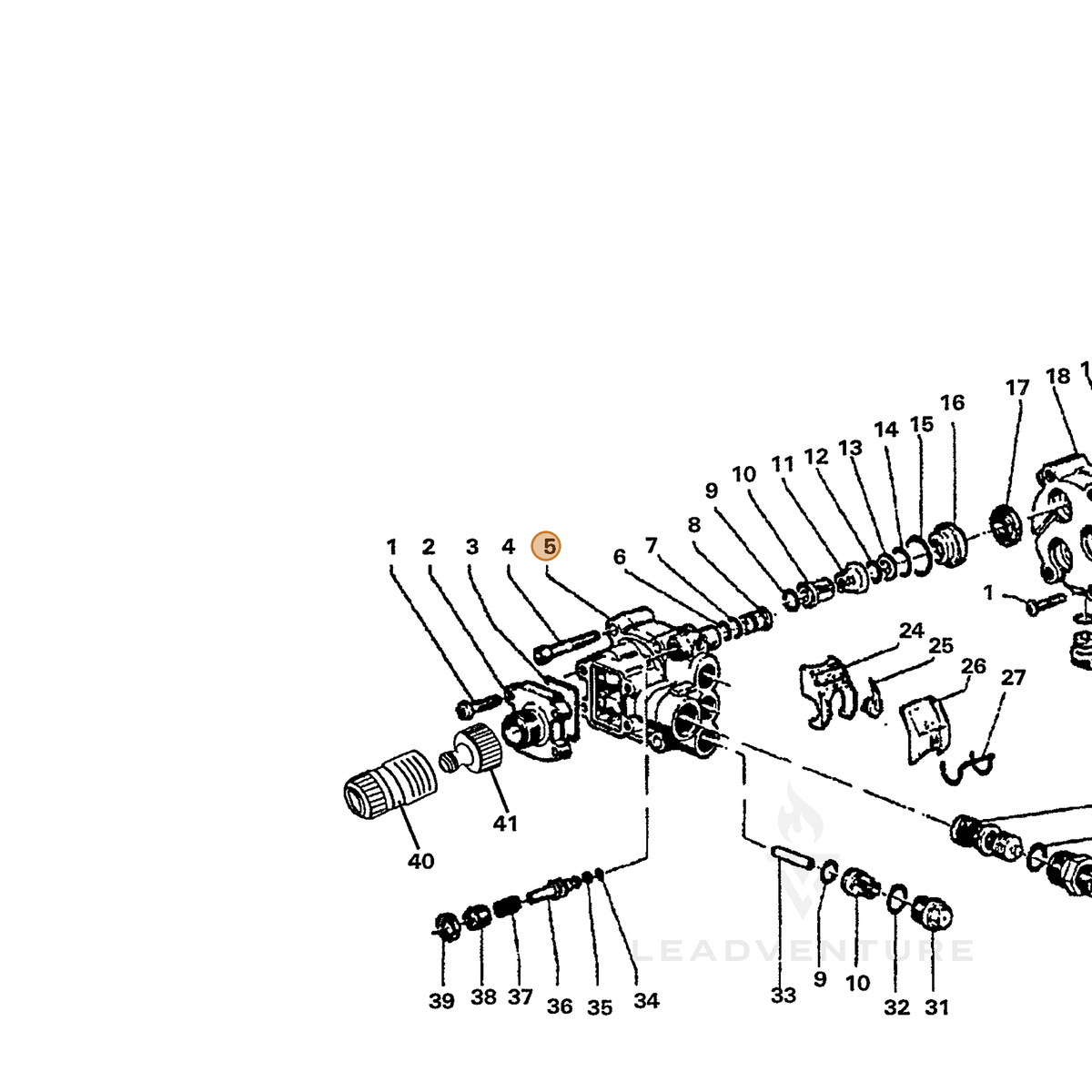 ECHO part 7356120022 — IPL diagram snippet (6x zoom, amber highlight)
