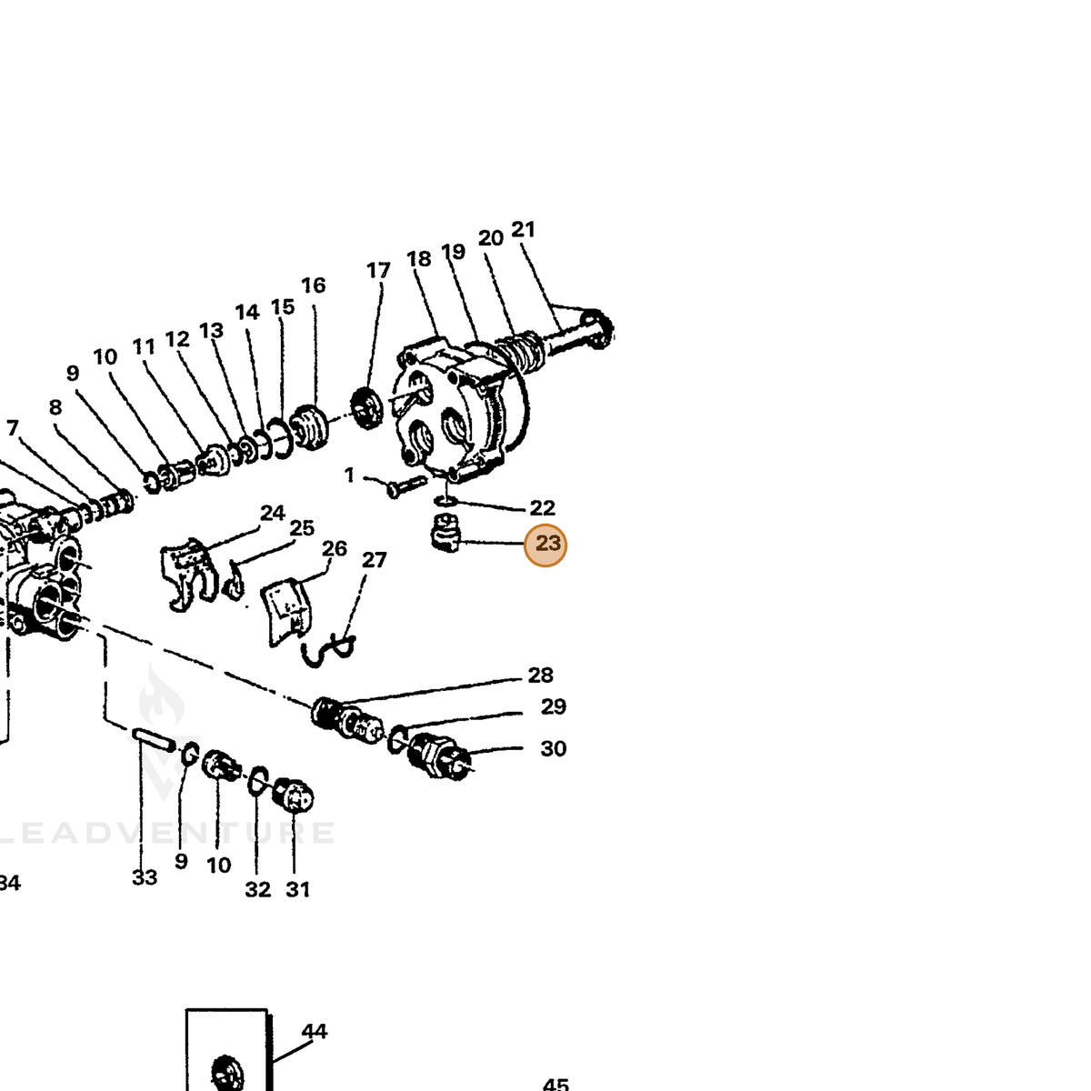 ECHO part 7356210051 — IPL diagram snippet (6x zoom, amber highlight)