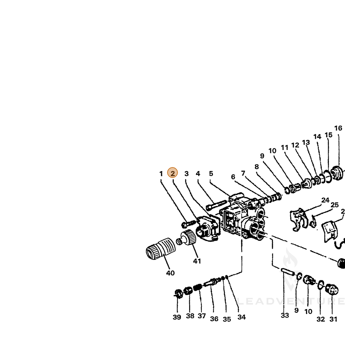 ECHO part 7356210251 — IPL diagram snippet (6x zoom, amber highlight)