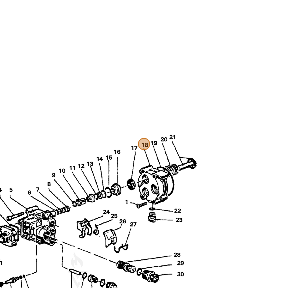 ECHO part 7356210422 — IPL diagram snippet (6x zoom, amber highlight)