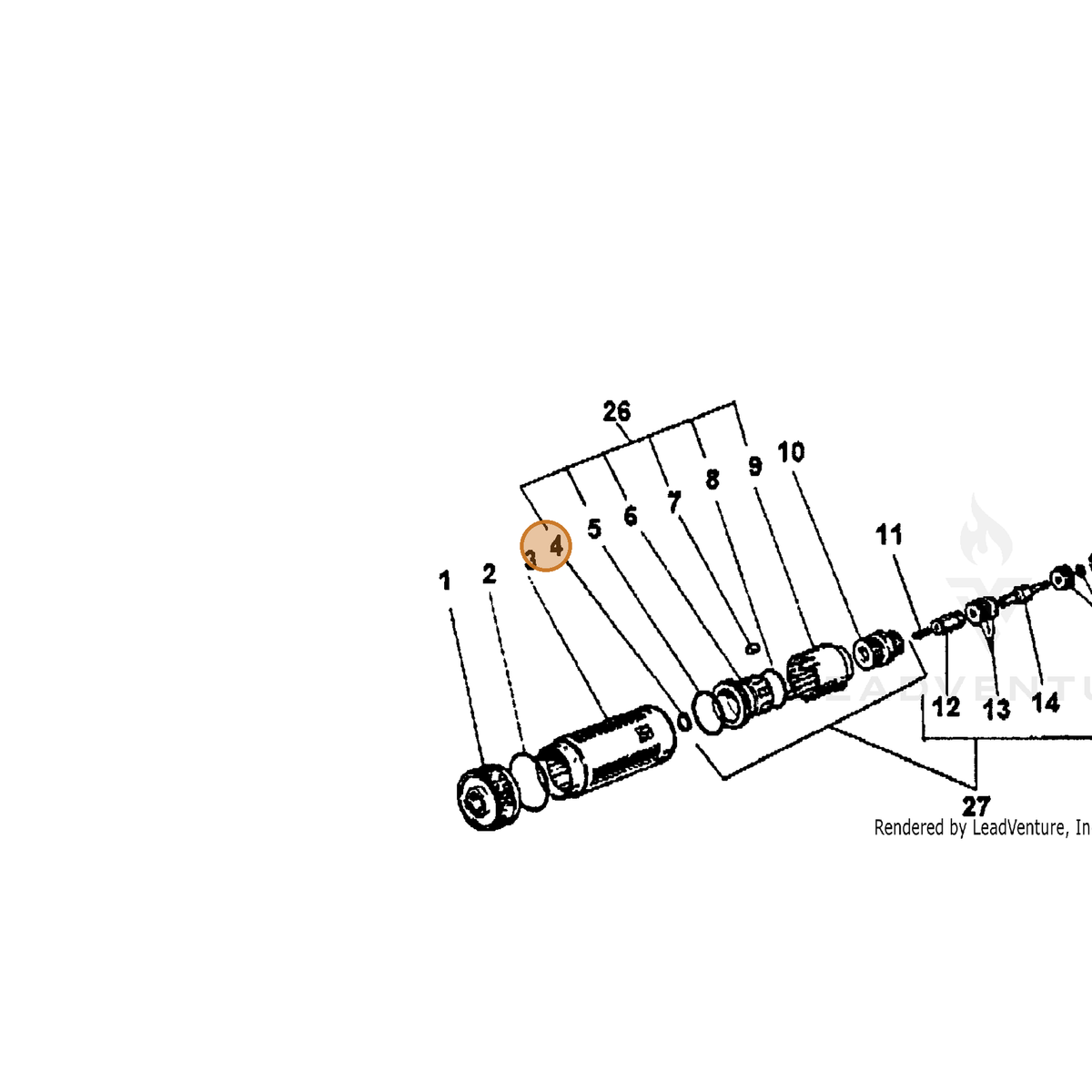ECHO part 7390053900 — IPL diagram snippet (6x zoom, amber highlight)