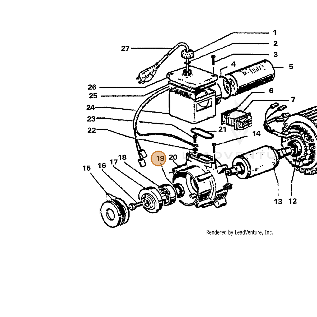ECHO part 7390161400 — IPL diagram snippet (6x zoom, amber highlight)