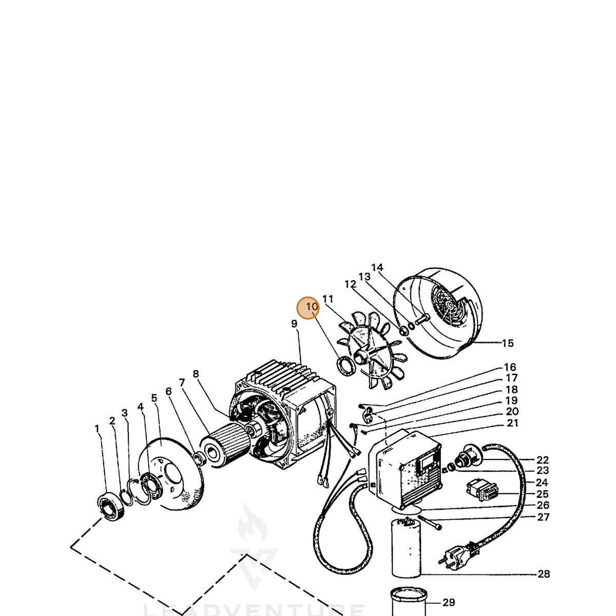 ECHO part 7390163200 — IPL diagram snippet (6x zoom, amber highlight)