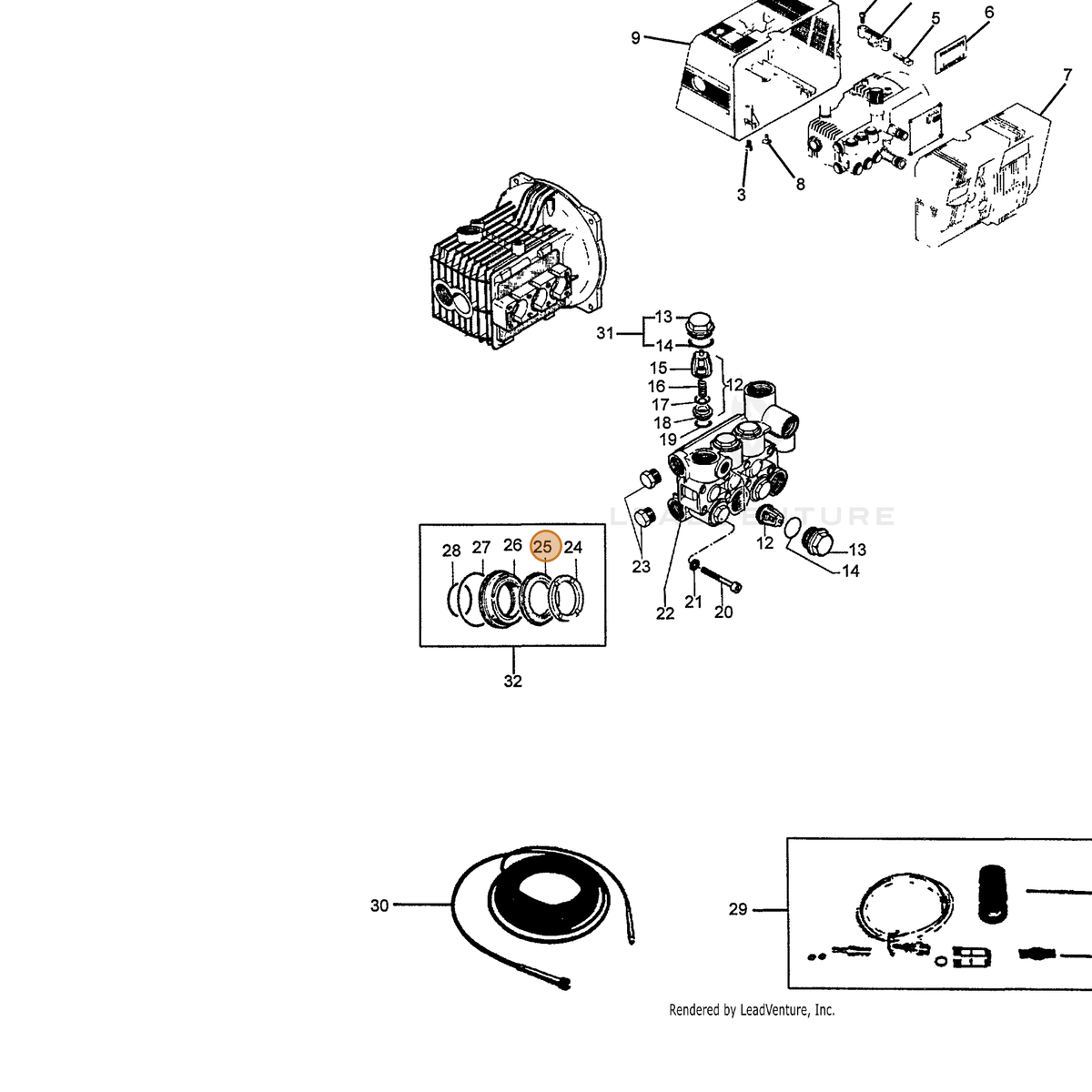 ECHO part 7390261800 — IPL diagram snippet (6x zoom, amber highlight)