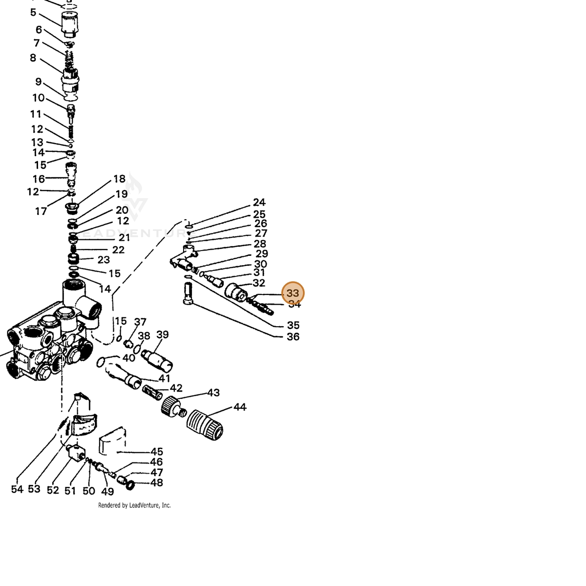 ECHO part 7390357000 — IPL diagram snippet (6x zoom, amber highlight)
