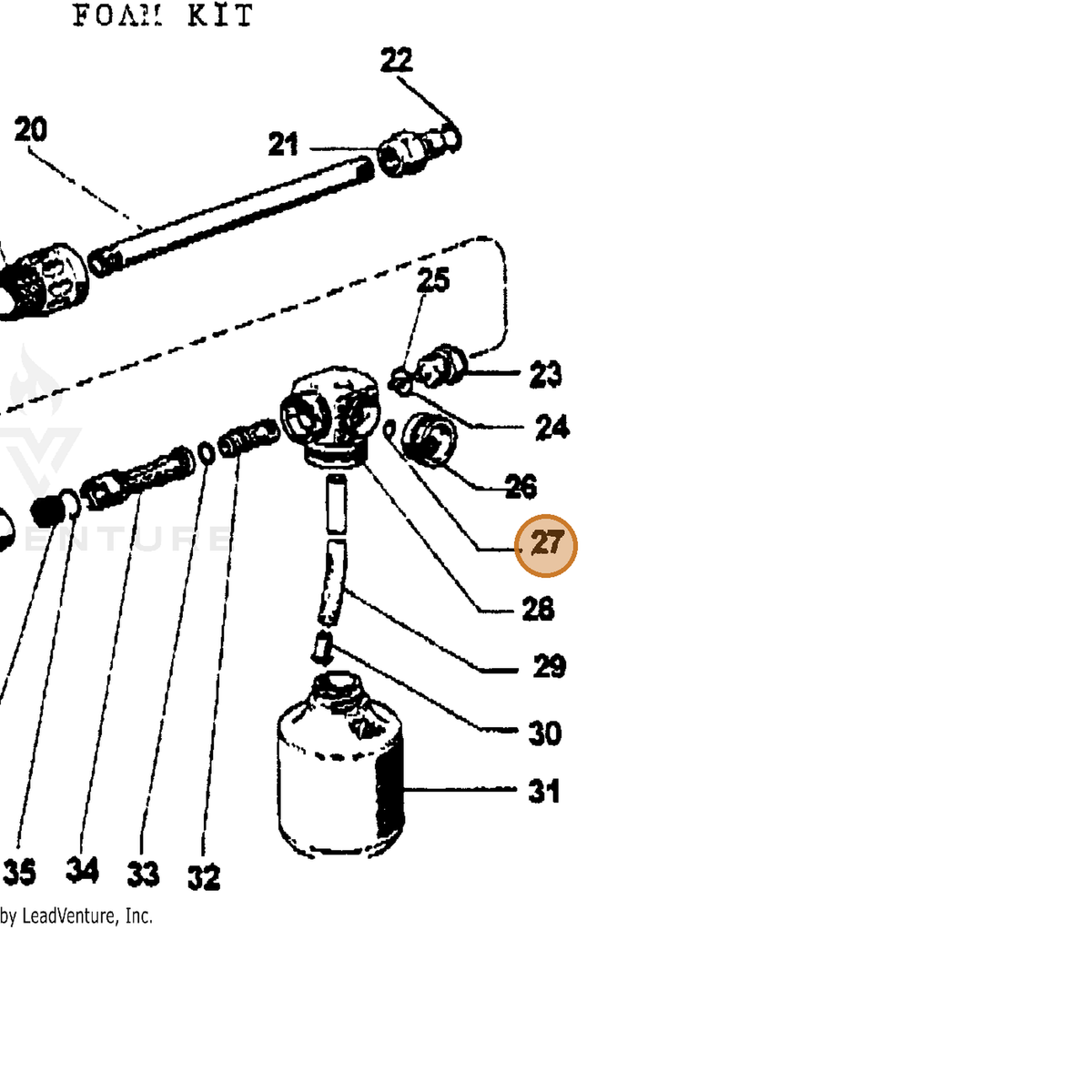 ECHO part 7390357400 — IPL diagram snippet (6x zoom, amber highlight)