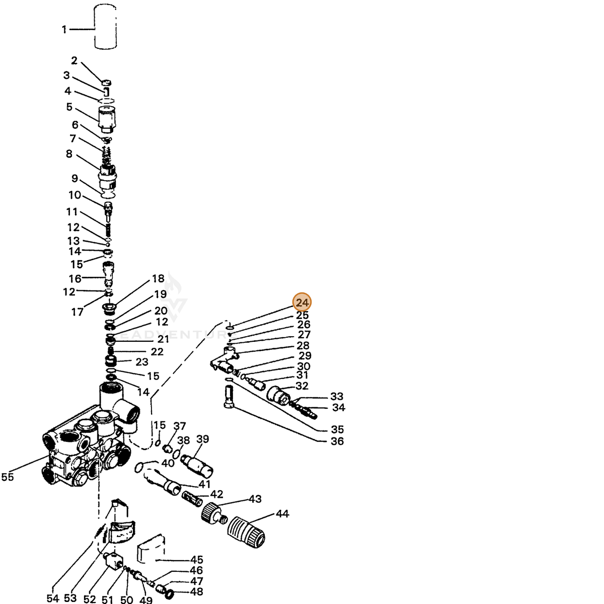 ECHO part 7390358200 — IPL diagram snippet (6x zoom, amber highlight)