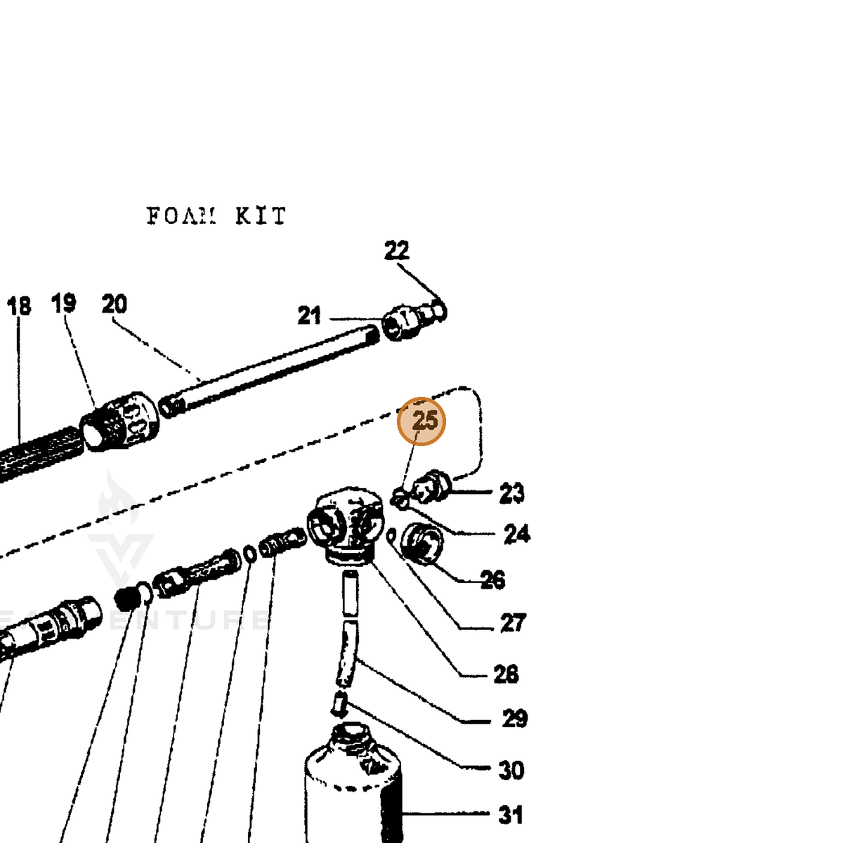 ECHO part 7390359300 — IPL diagram snippet (6x zoom, amber highlight)