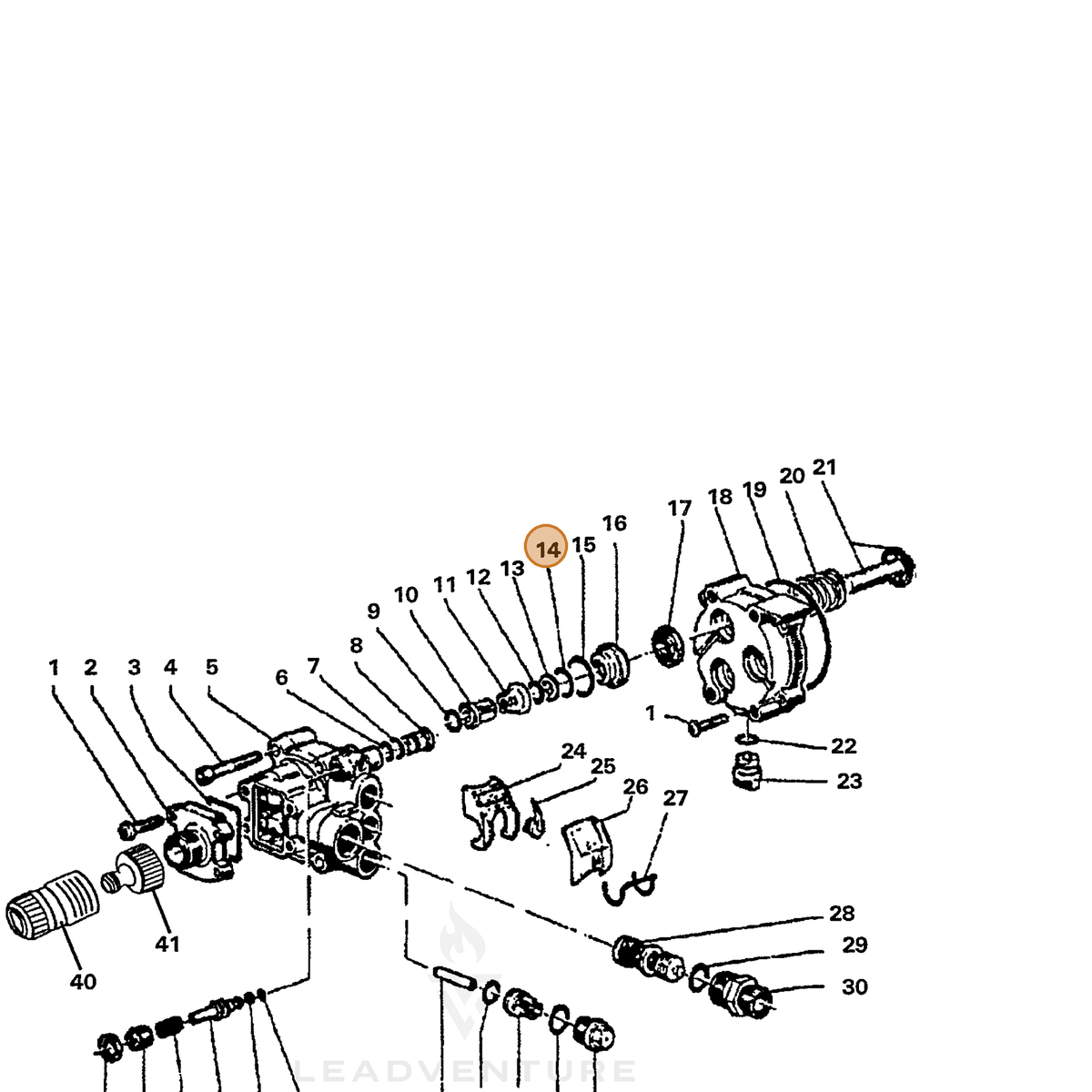 ECHO part 7390359600 — IPL diagram snippet (6x zoom, amber highlight)