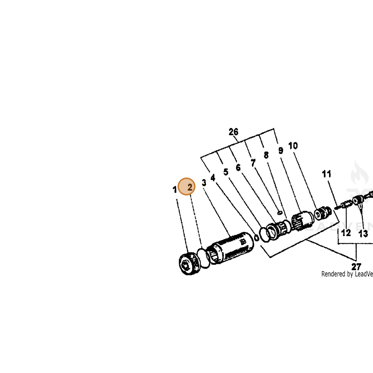 ECHO part 7390361400 — IPL diagram snippet (6x zoom, amber highlight)