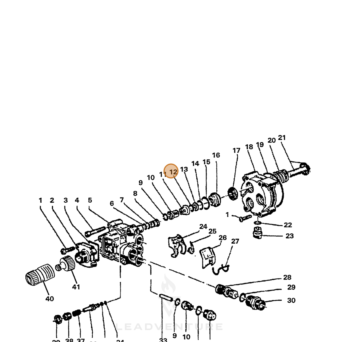 ECHO part 7390382700 — IPL diagram snippet (6x zoom, amber highlight)