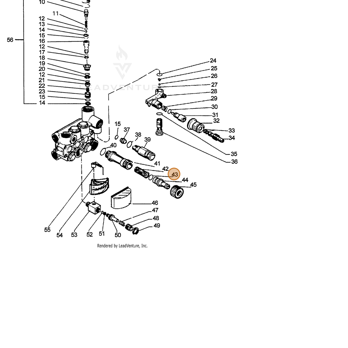 ECHO part 7390382800 — IPL diagram snippet (6x zoom, amber highlight)