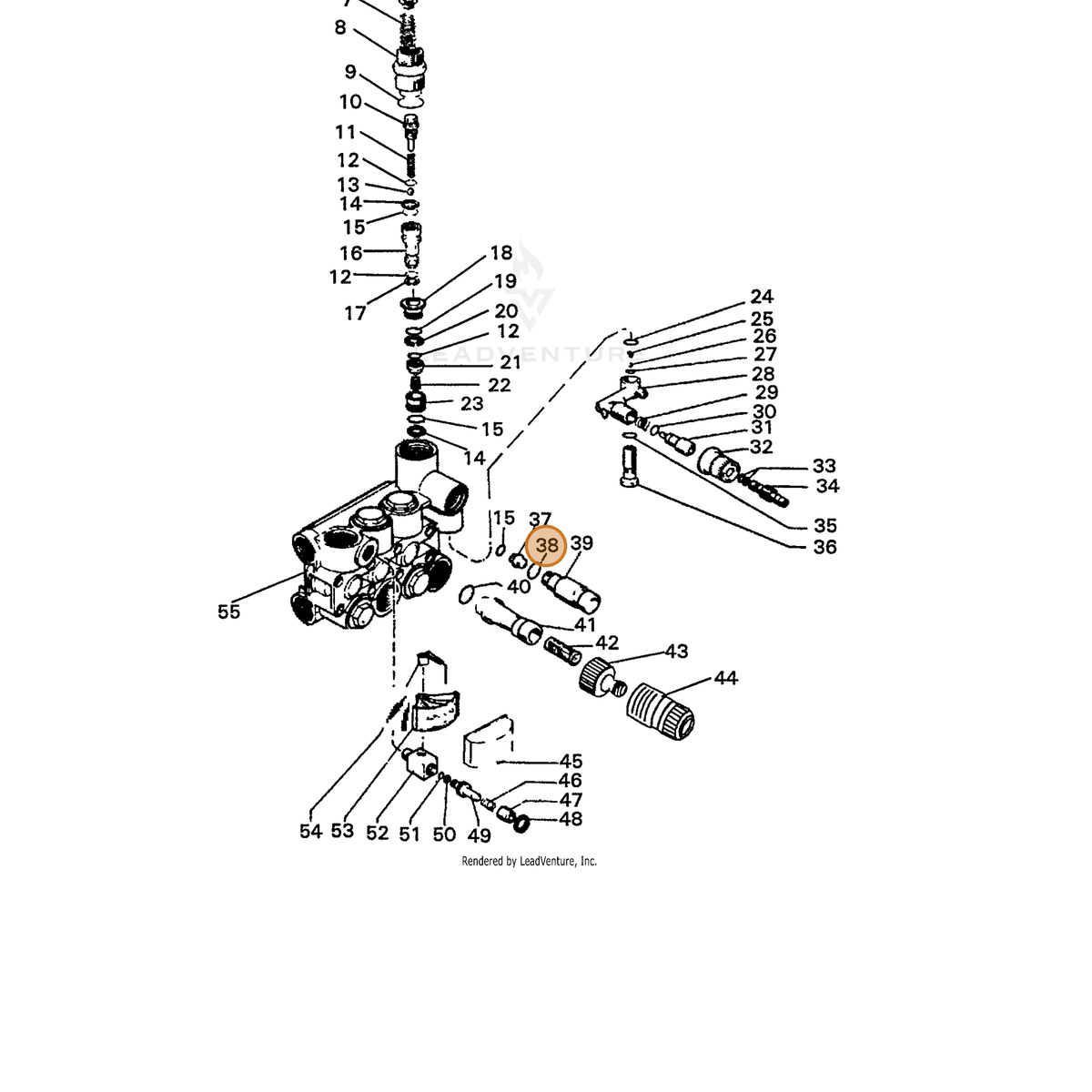 ECHO part 7390383200 — IPL diagram snippet (6x zoom, amber highlight)