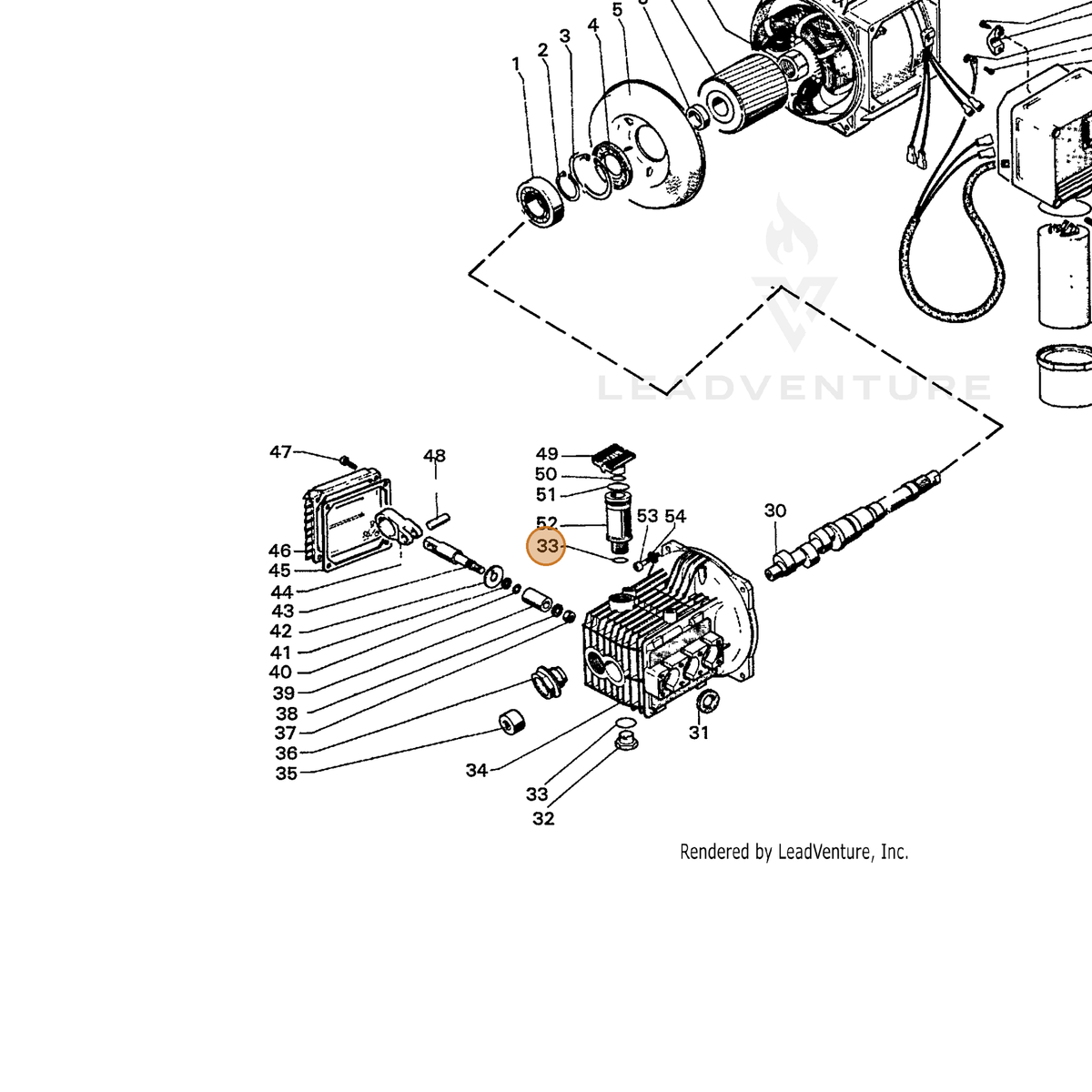 ECHO part 7390383300 — IPL diagram snippet (6x zoom, amber highlight)