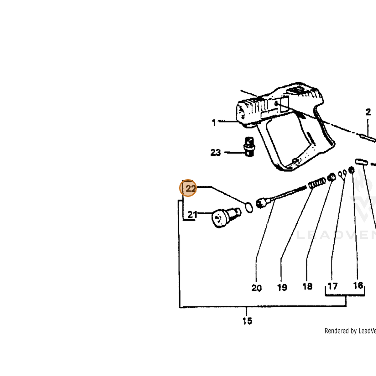 ECHO part 7390384100 — IPL diagram snippet (6x zoom, amber highlight)