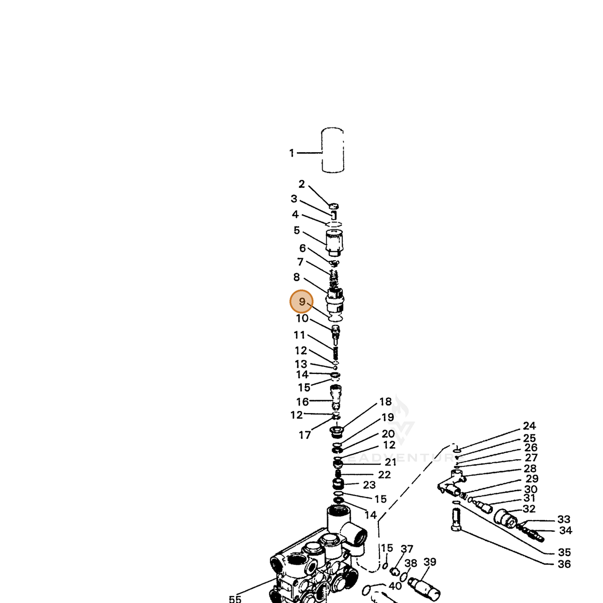 ECHO part 7390384700 — IPL diagram snippet (6x zoom, amber highlight)
