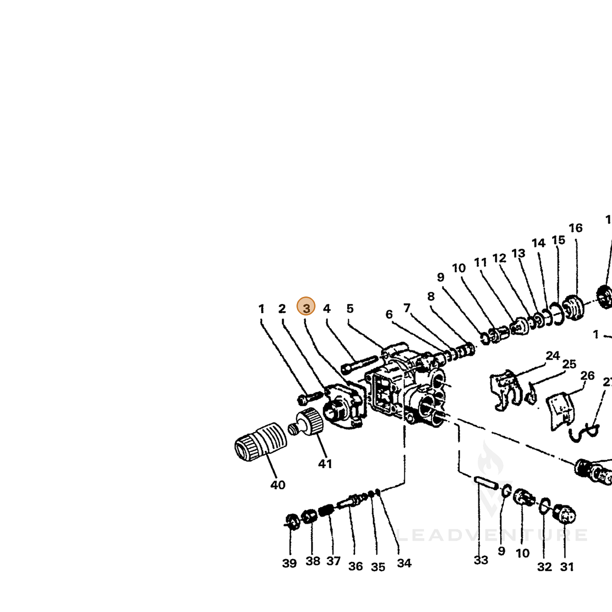ECHO part 7390387700 — IPL diagram snippet (6x zoom, amber highlight)