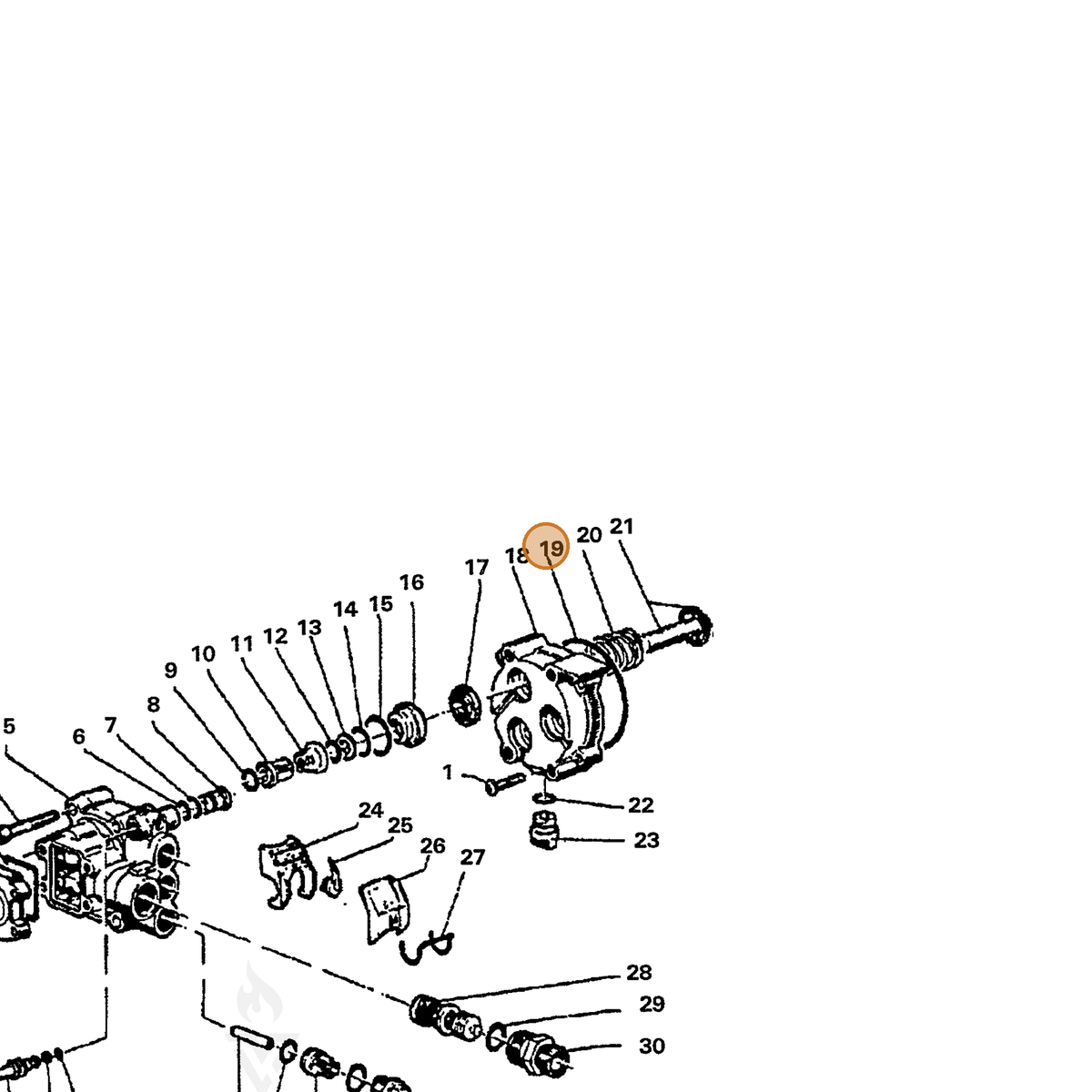 ECHO part 7390391600 — IPL diagram snippet (6x zoom, amber highlight)