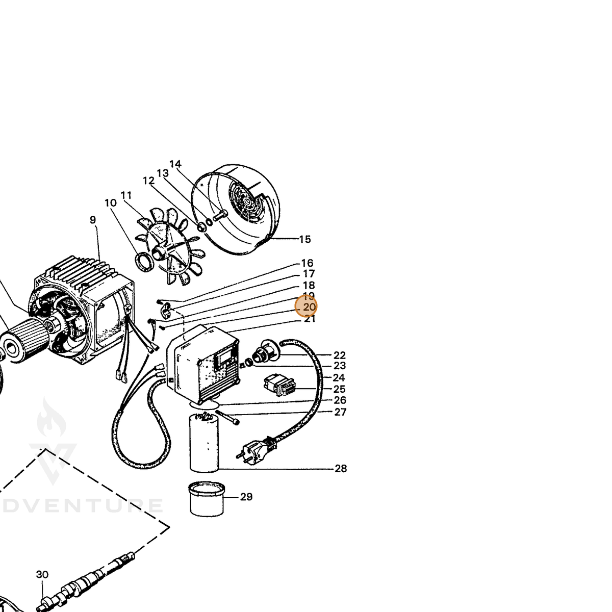 ECHO part 7390392000 — IPL diagram snippet (6x zoom, amber highlight)