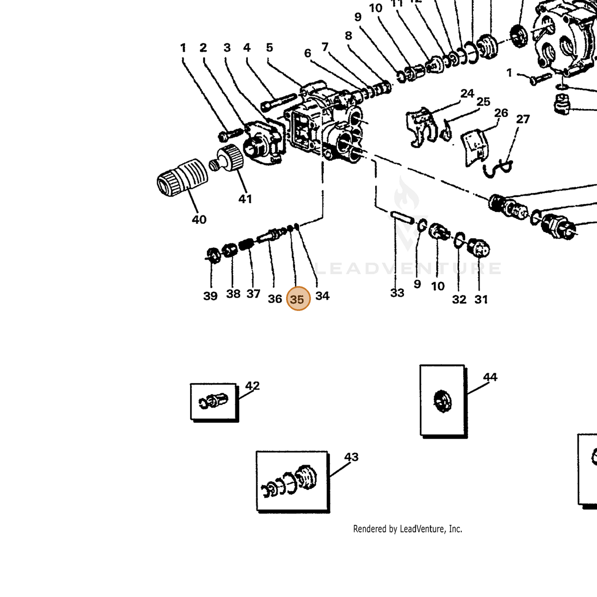 ECHO part 7390500400 — IPL diagram snippet (6x zoom, amber highlight)