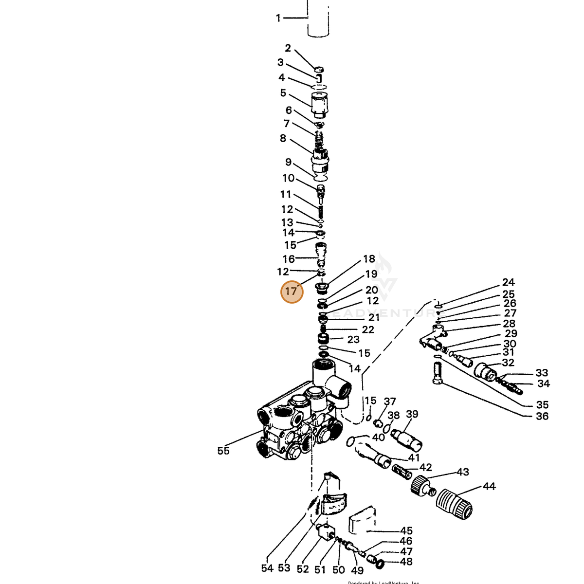 ECHO part 7390502500 — IPL diagram snippet (6x zoom, amber highlight)