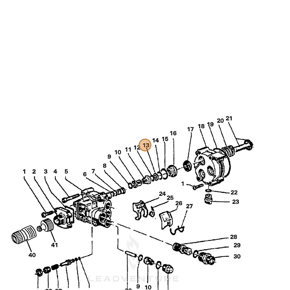 ECHO part 7390507300 — IPL diagram snippet (6x zoom, amber highlight)