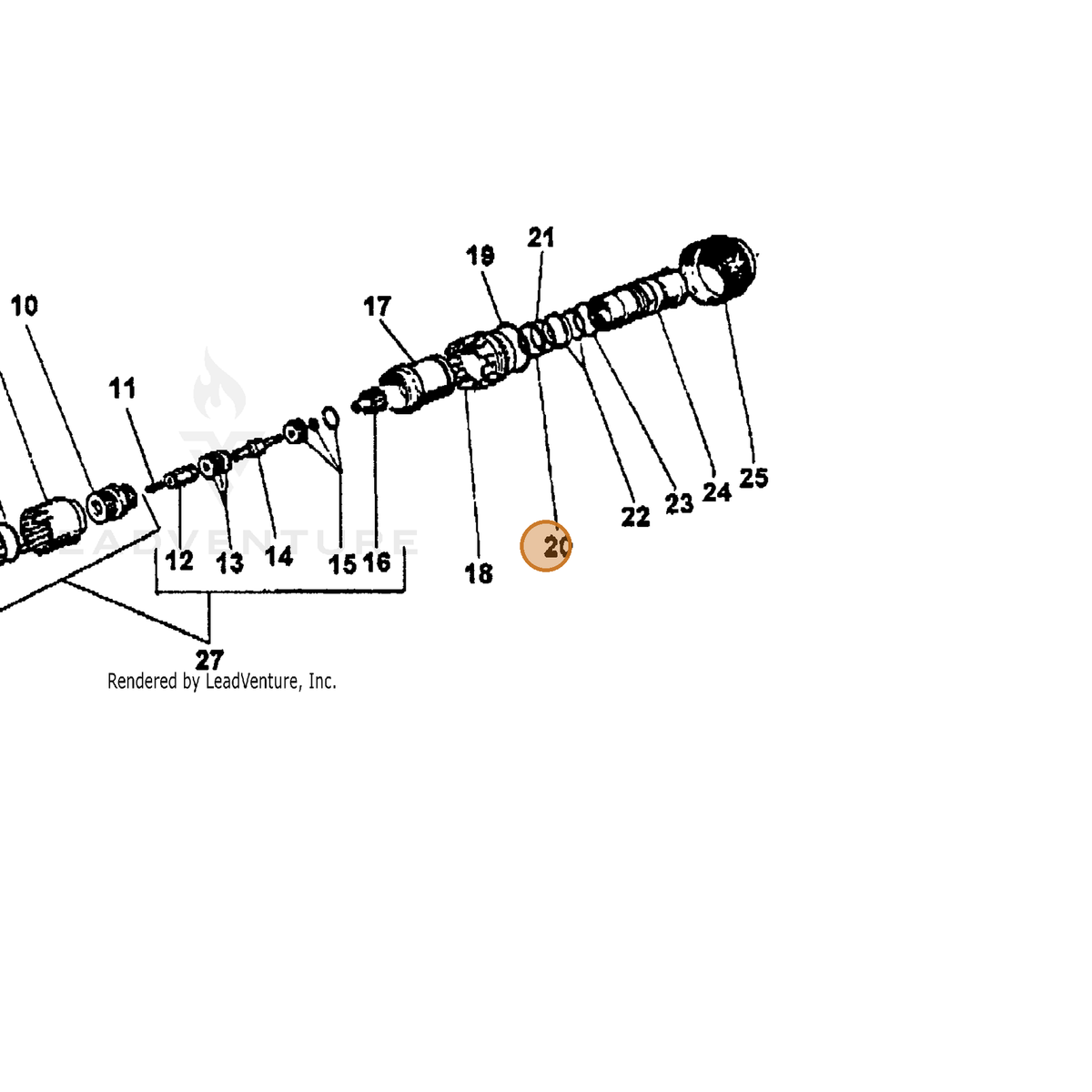 ECHO part 7390513600 — IPL diagram snippet (6x zoom, amber highlight)