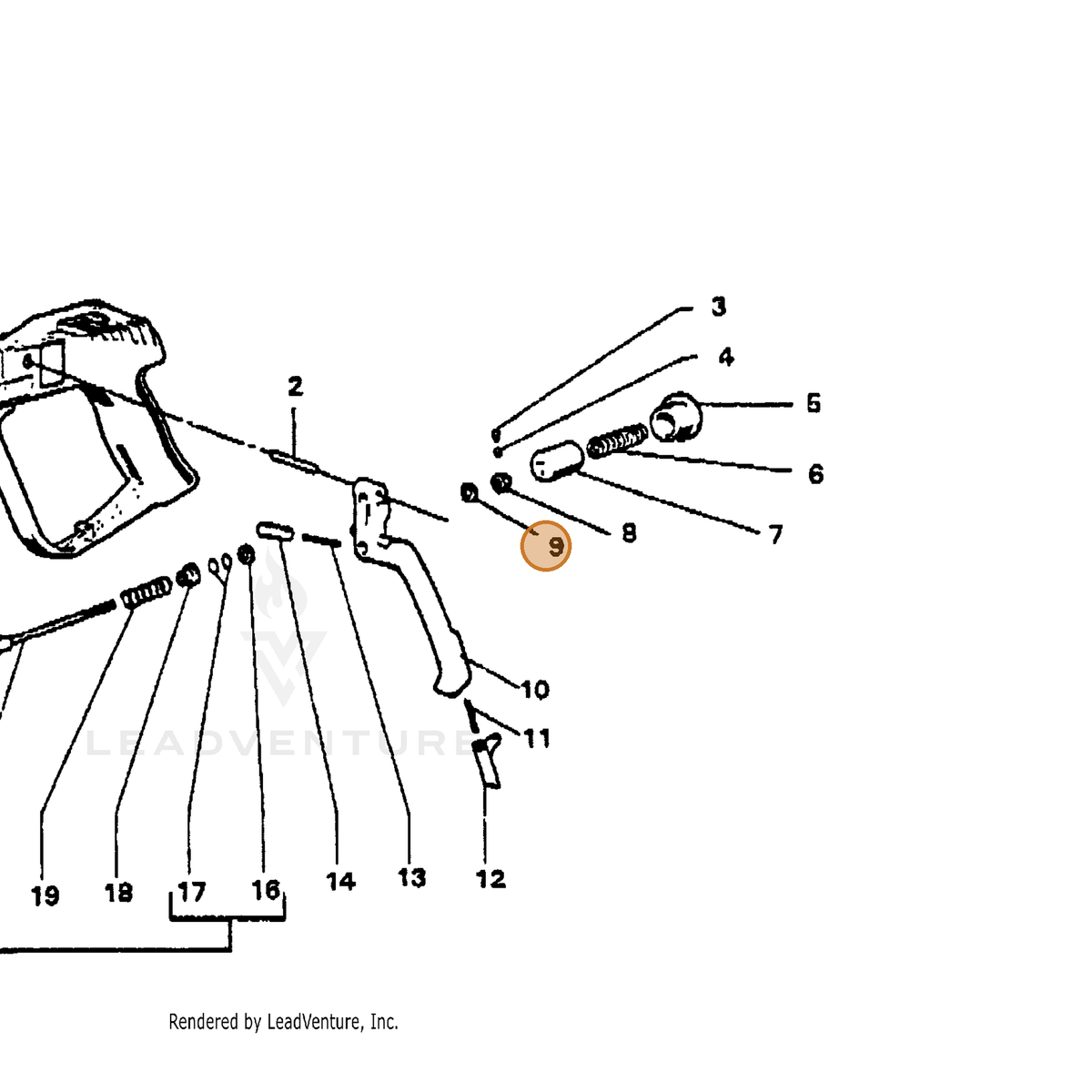 ECHO part 7392194500 — IPL diagram snippet (6x zoom, amber highlight)