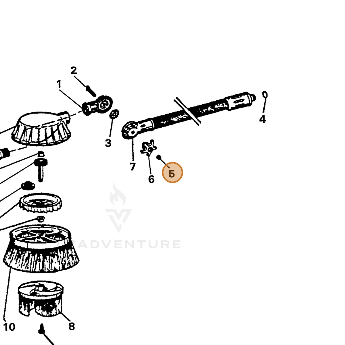 ECHO part 7392201800 — IPL diagram snippet (6x zoom, amber highlight)