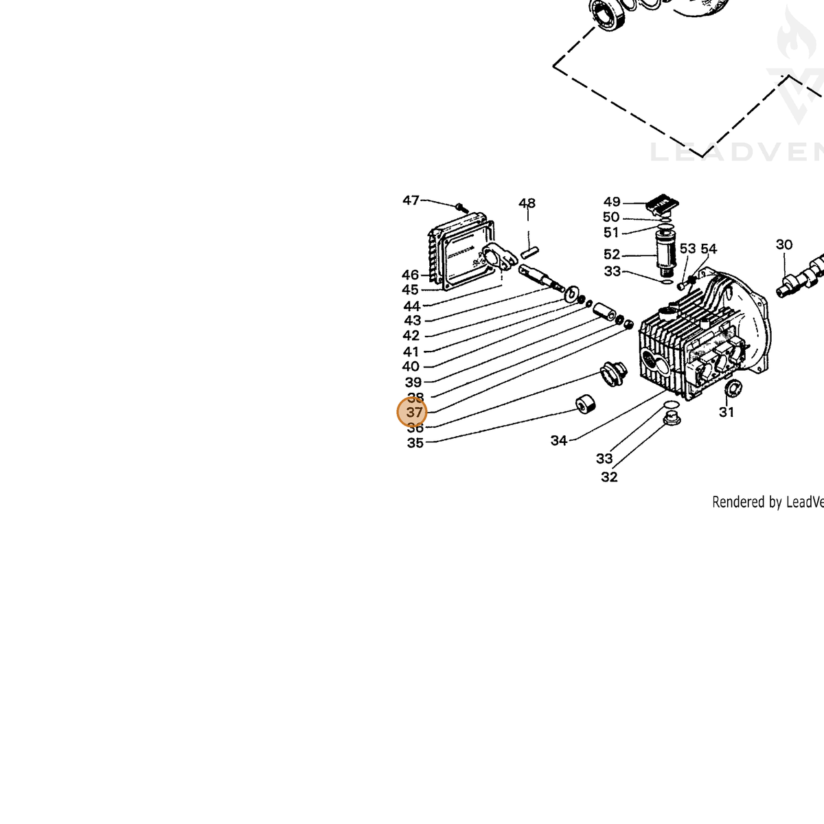 ECHO part 7392221600 — IPL diagram snippet (6x zoom, amber highlight)