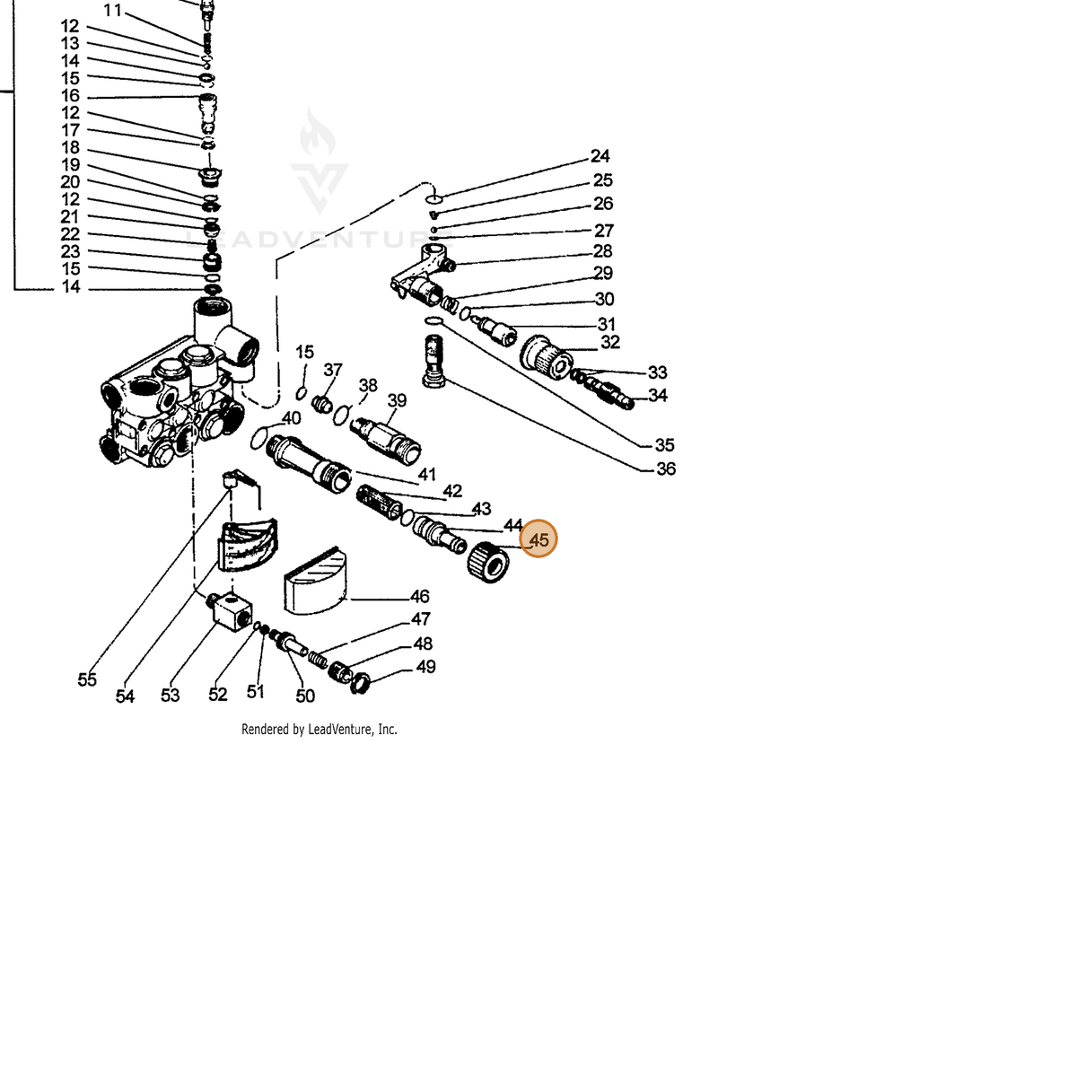 ECHO part 7392982800 — IPL diagram snippet (6x zoom, amber highlight)
