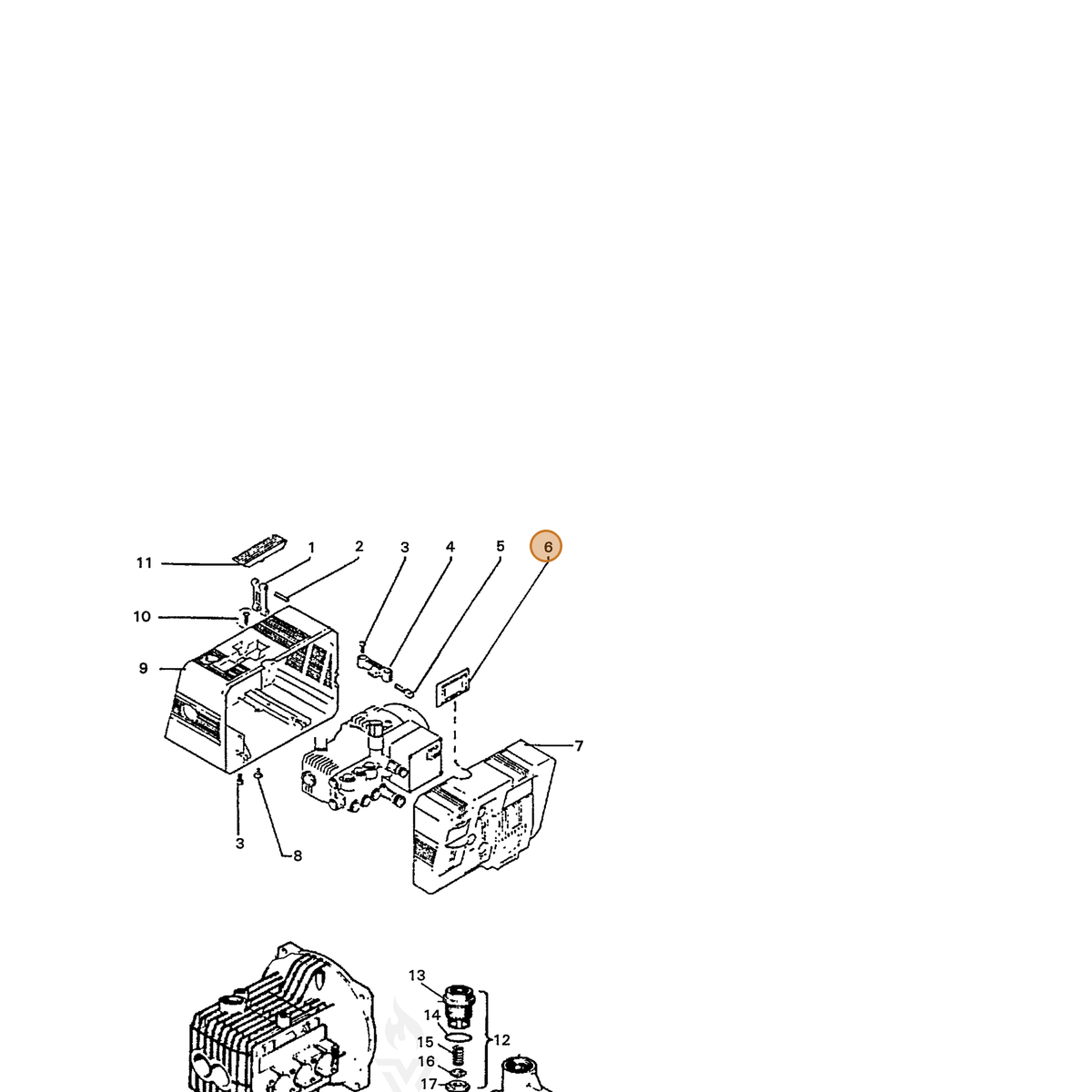 ECHO part 7393502800 — IPL diagram snippet (6x zoom, amber highlight)