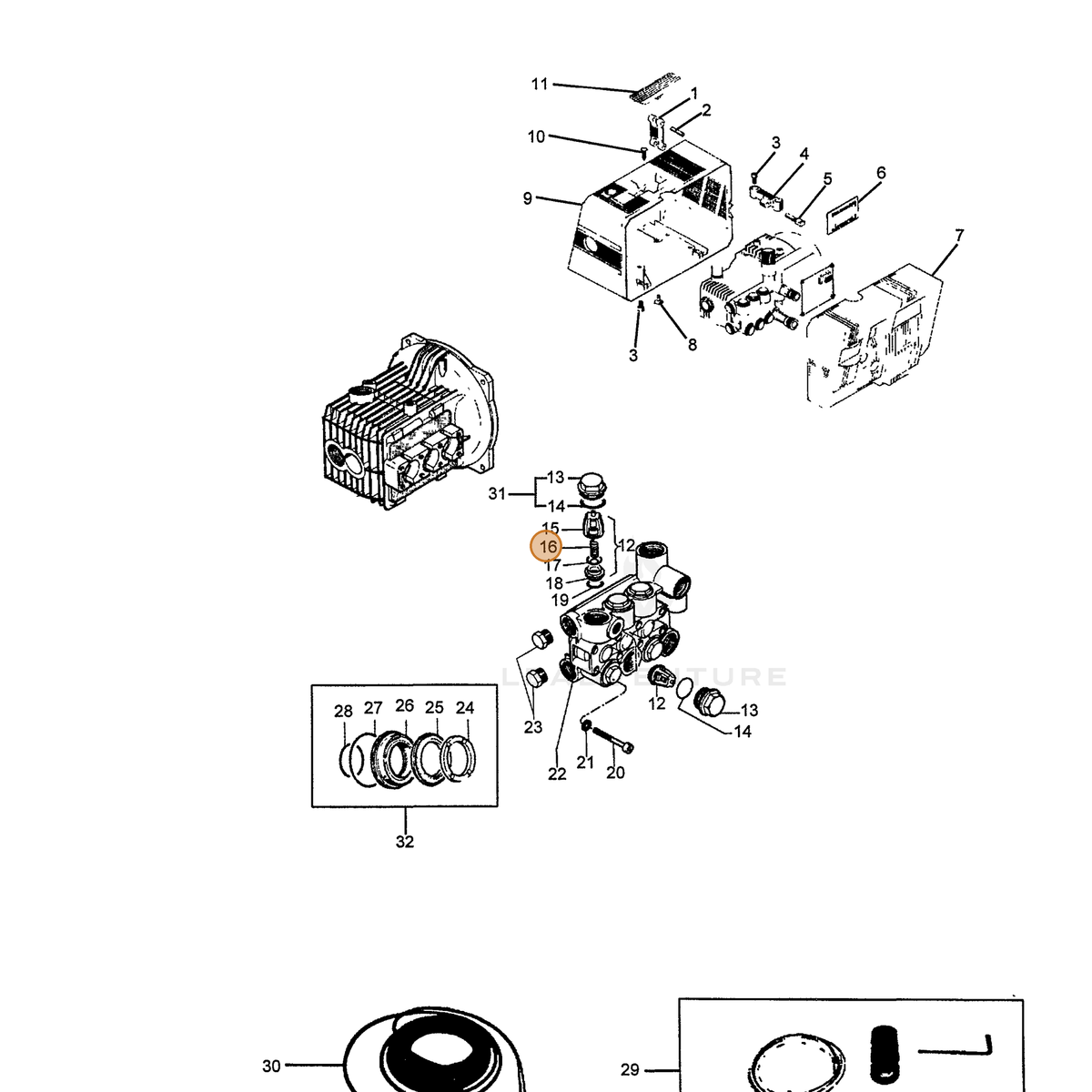 ECHO part 7394737600 — IPL diagram snippet (6x zoom, amber highlight)