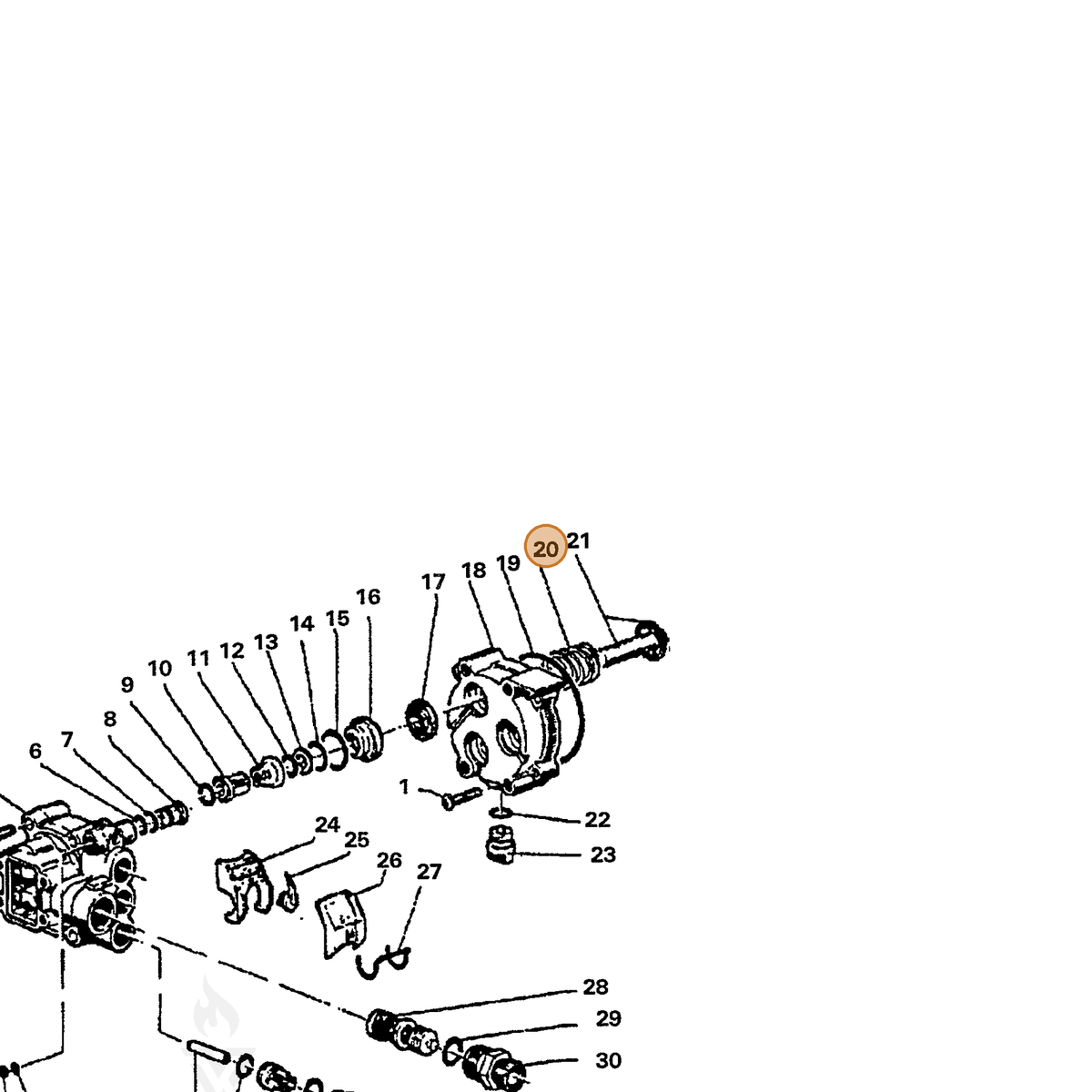 ECHO part 7394756400 — IPL diagram snippet (6x zoom, amber highlight)