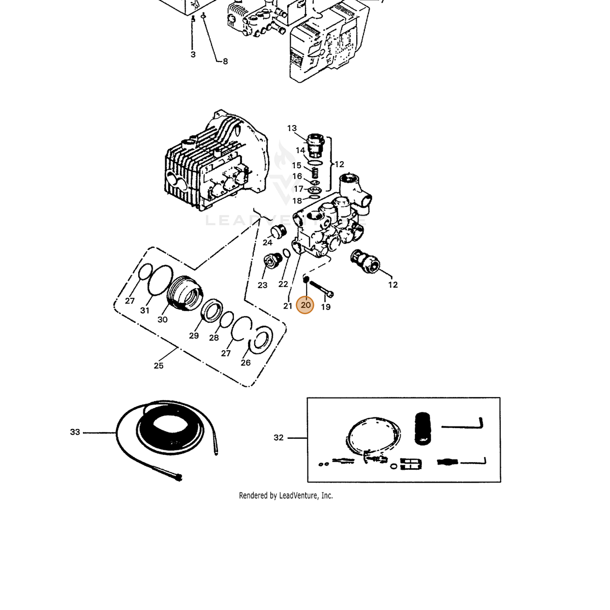 ECHO part 7396693800 — IPL diagram snippet (6x zoom, amber highlight)