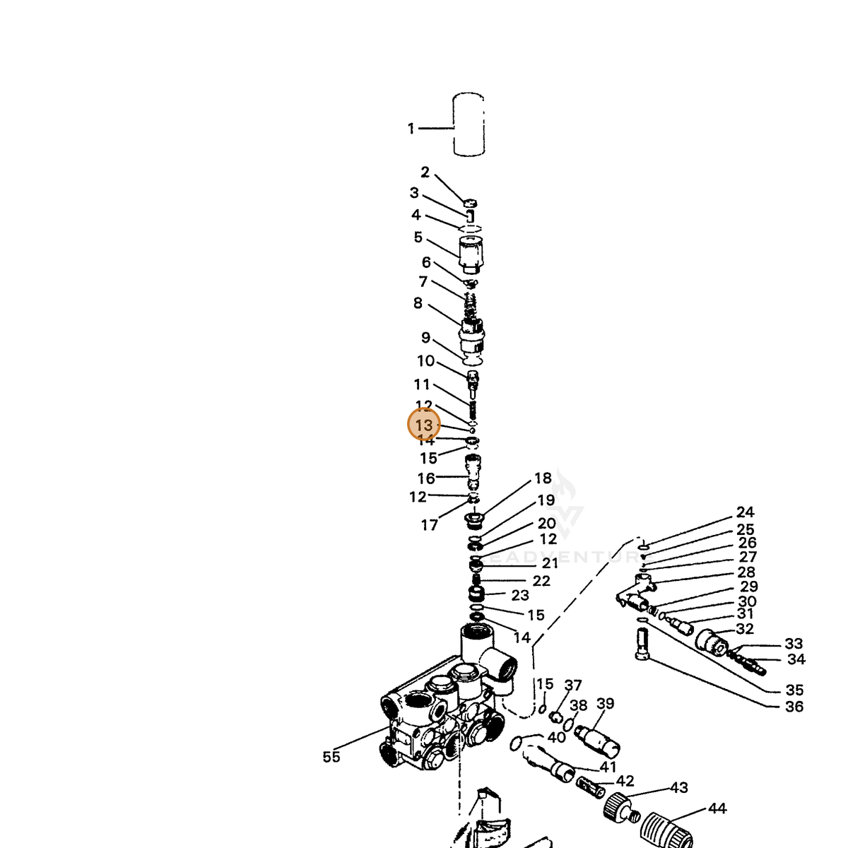 ECHO part 7397480000 — IPL diagram snippet (6x zoom, amber highlight)