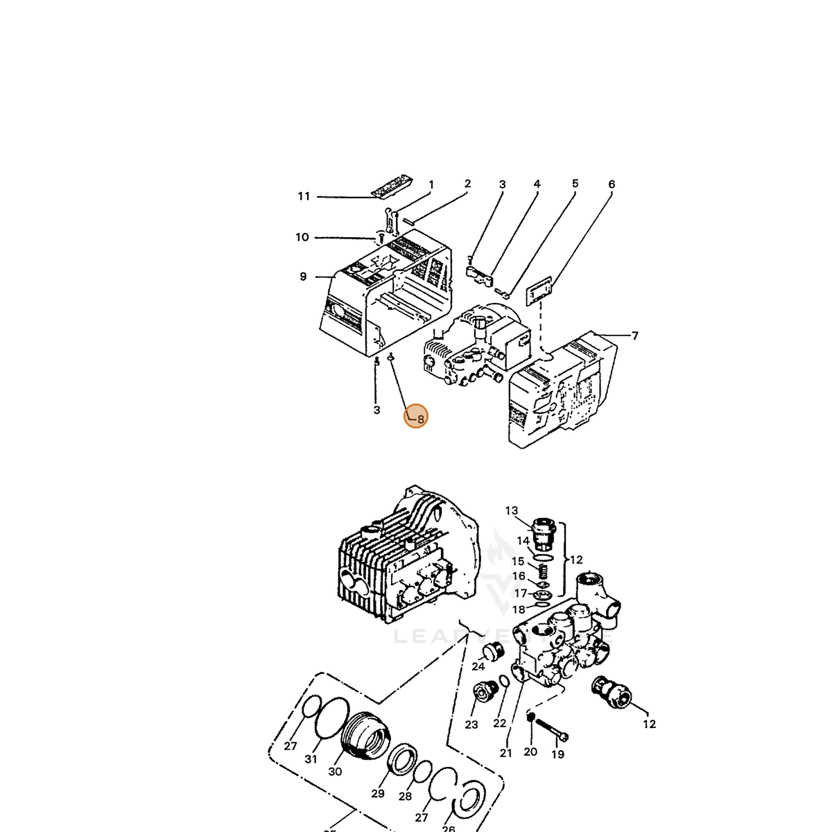 ECHO part 7398192400 — IPL diagram snippet (6x zoom, amber highlight)