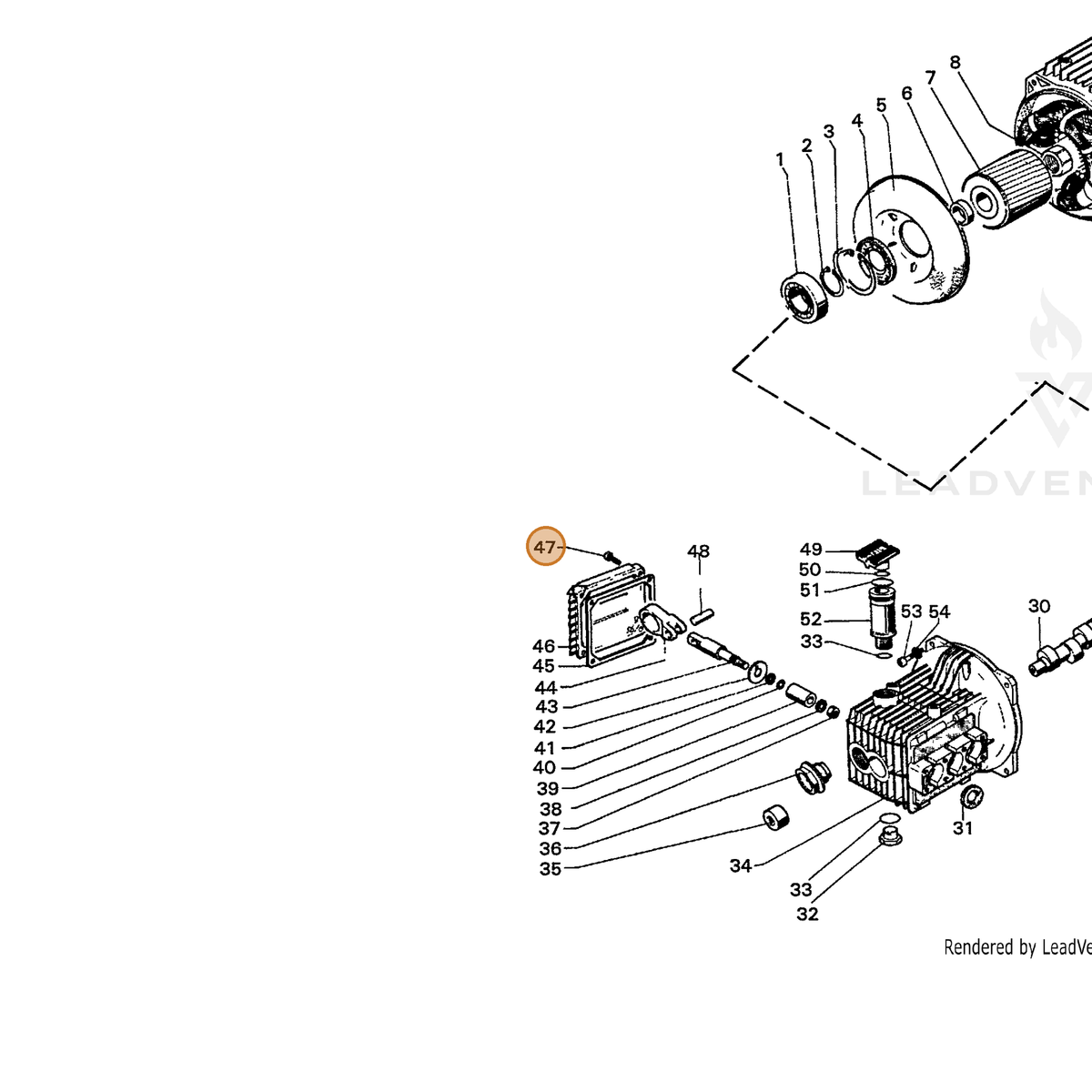 ECHO part 7399186700 — IPL diagram snippet (6x zoom, amber highlight)