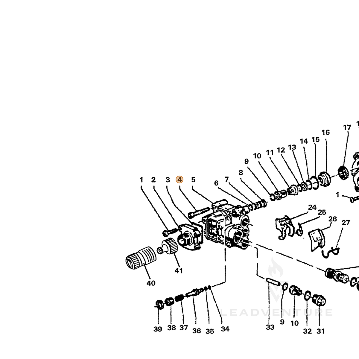 ECHO part 7399314400 — IPL diagram snippet (6x zoom, amber highlight)